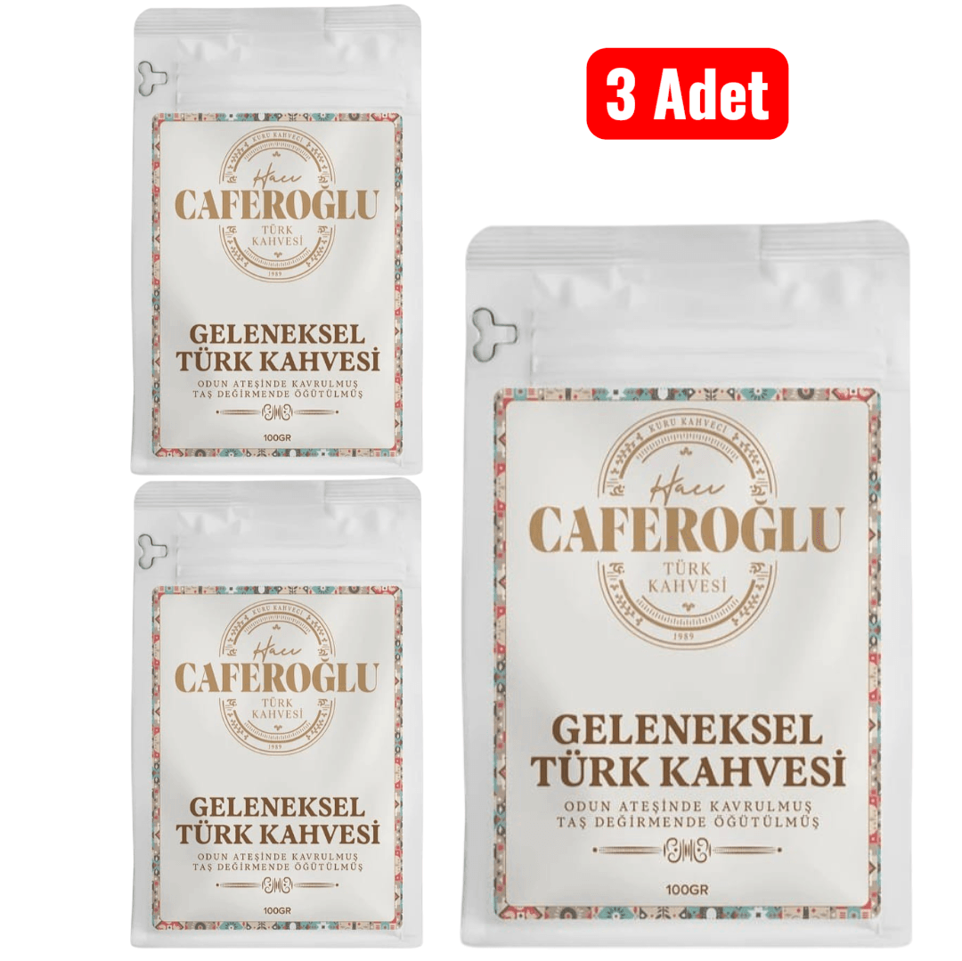 Odun Ateşinde Kavrulmuş Taş Değirmende Öğütülmüş Türk Kahvesi (3 Adet 100 Gram)