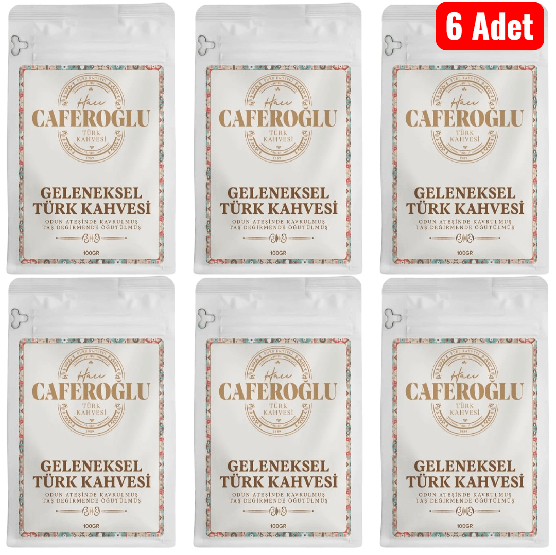 Odun Ateşinde Kavrulmuş Taş Değirmende Öğütülmüş Türk Kahvesi (6 Adet 100 Gram)