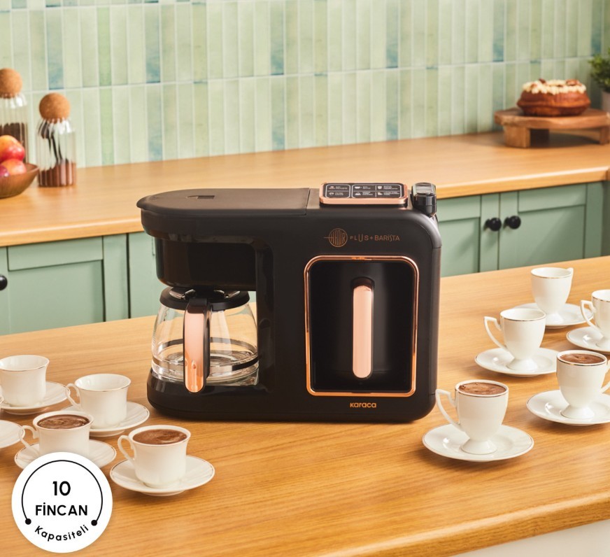 Karaca Hatır Plus Barista 6 in 1 Latte Cappuccino ve Közde Türk Kahve Makinesi Black Copper