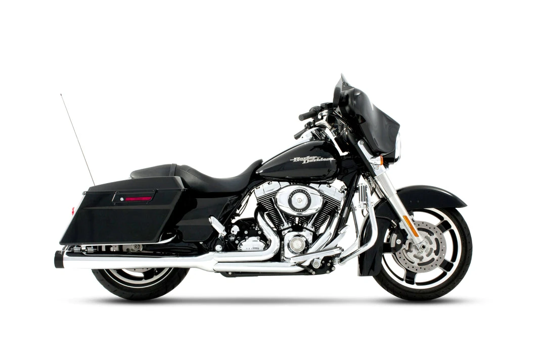True Dual Exhaust for 95-08 Harley Touring/Chrome with Chrome End Caps