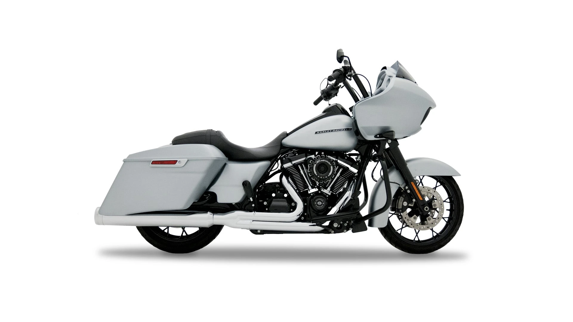 2-into-1 Exhaust for Harley Touring for 2017-Later/Chrome w/ Chrome End Caps