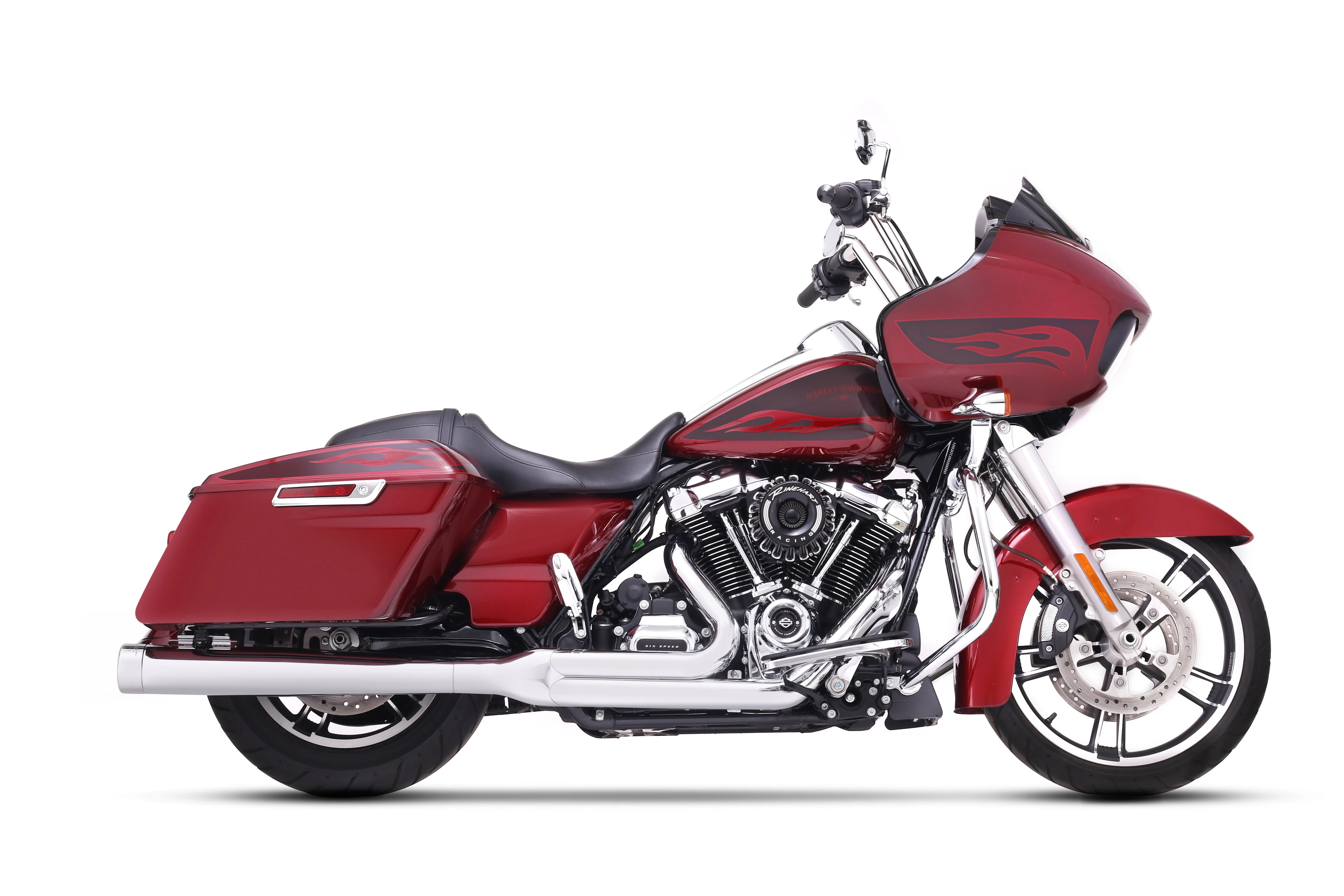 2-into-1 Exhaust for Harley Touring for 95-08/Chrome w/ Chrome End Caps