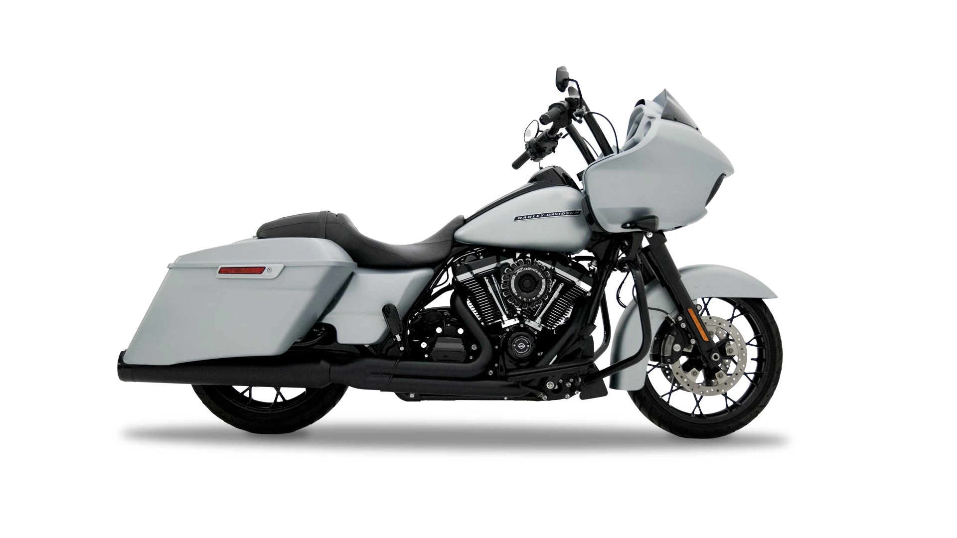 2-into-1 Exhaust for Harley Touring for 2017-Later/Black w/ Black End Caps