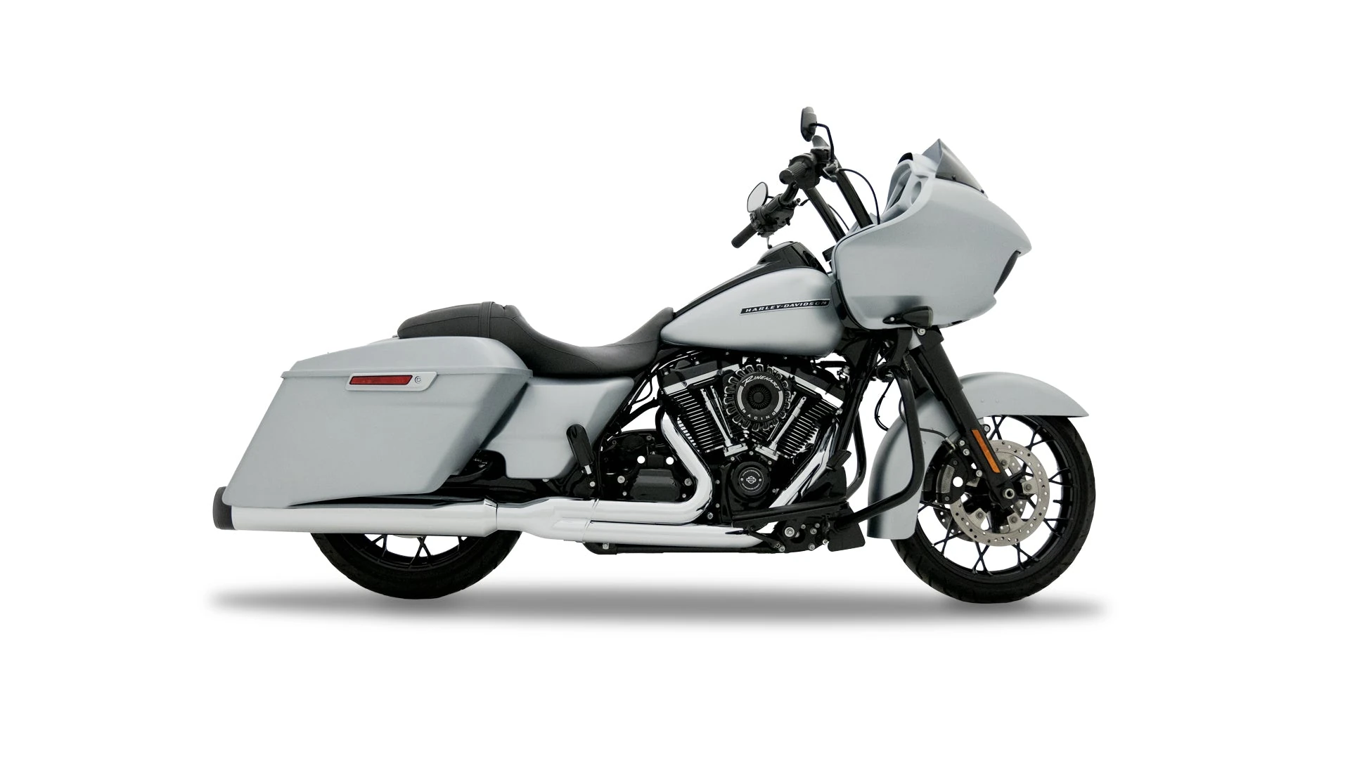 2-into-1 Exhaust for Harley Touring for 2017-Later/Chrome w/ Black End Caps