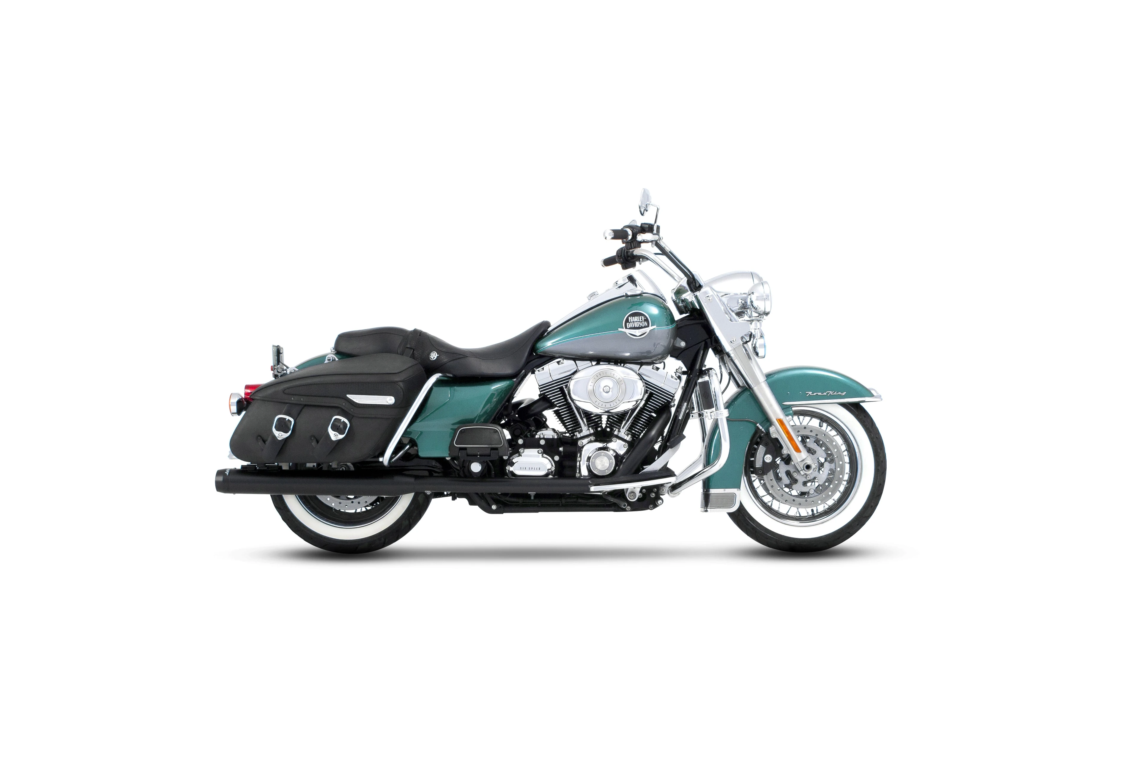True Dual Exhaust for 95-08 Harley Touring/Black with Black End Caps