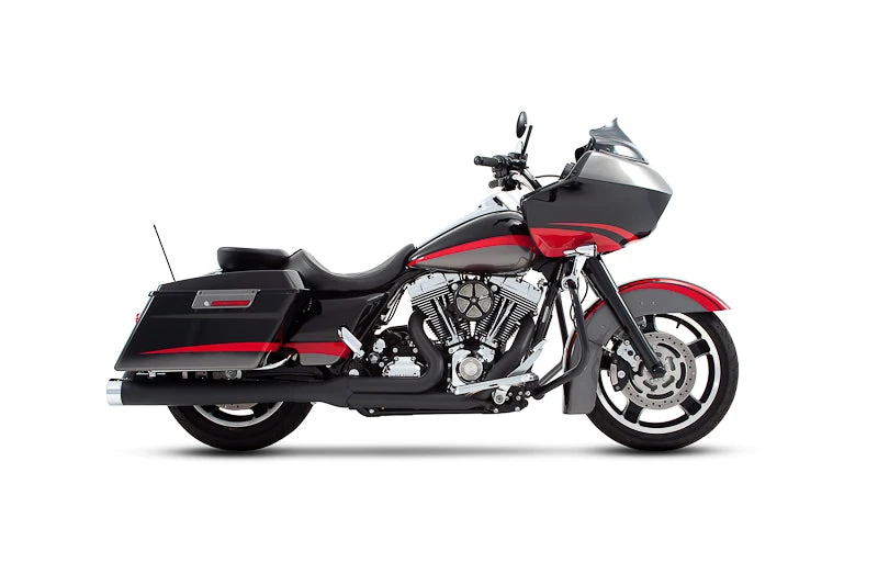 2-into-1 Exhaust for Harley Touring for 95-08/Black w/ Black End Caps