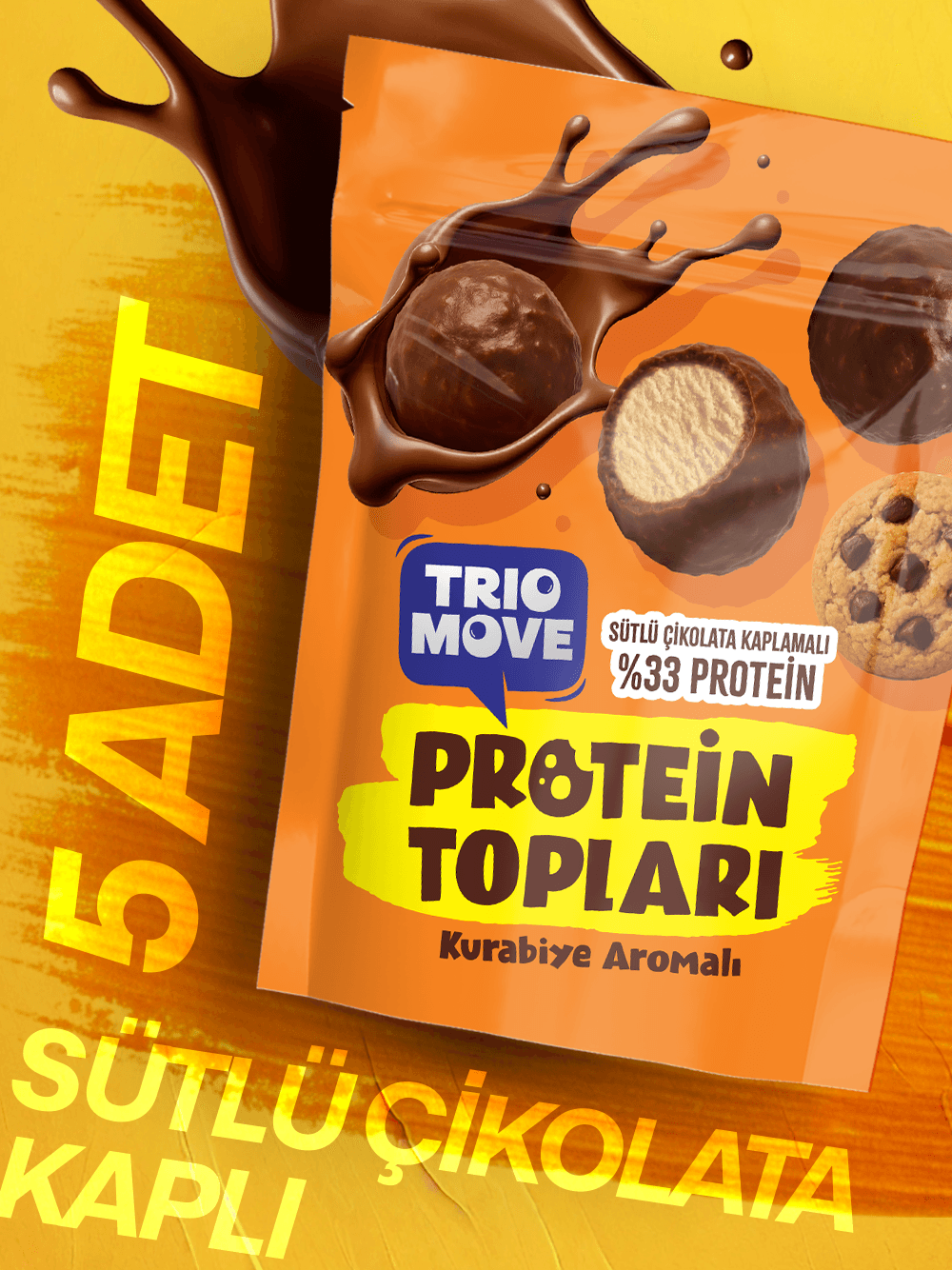 Sütlü Çikolata Kaplamalı Kurabiye Aromalı Protein Topları (Şeker İlavesiz)