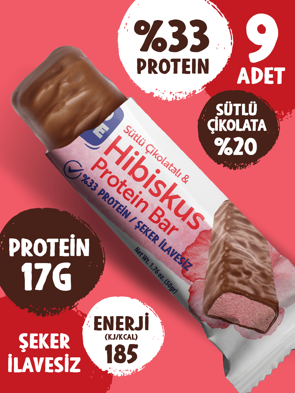 Çikolata Kaplamalı Protein Bar 9'lu Tanışma Paketi 50 Gr. X 9 Adet