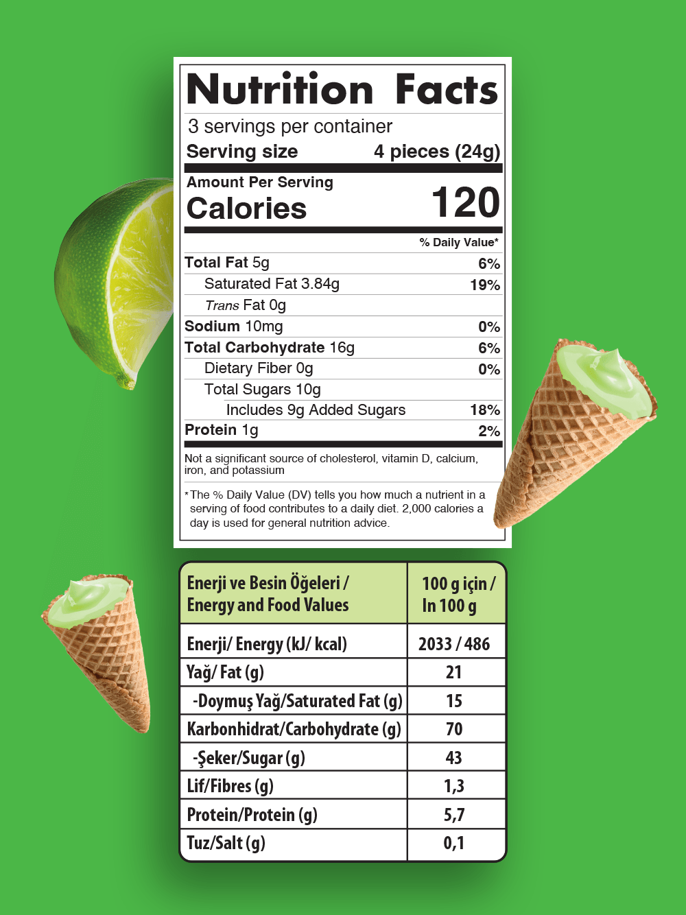 Mini Kornet - Coll Lime Kremalı