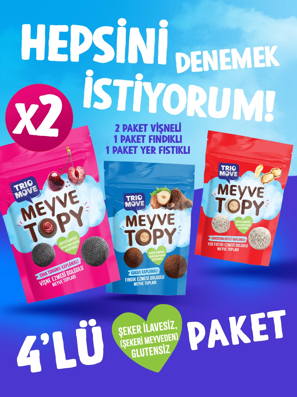 菓子 3-7553 Dolgulu Meyve Topları Karışık Paket Trio Move