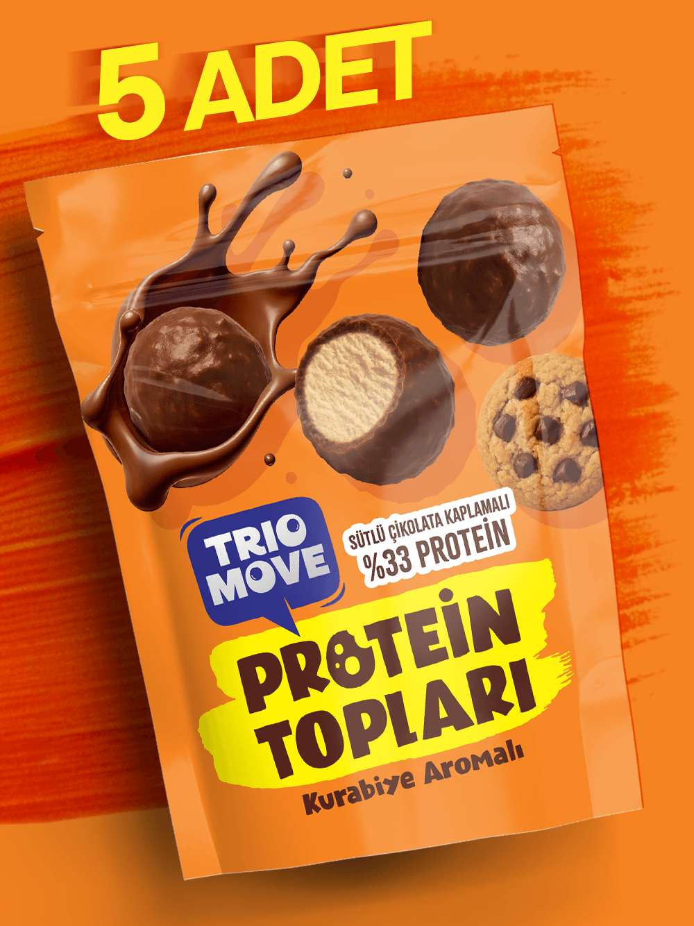 Sütlü Çikolata Kaplamalı Kurabiye Aromalı Protein Topları (Şeker İlavesiz)