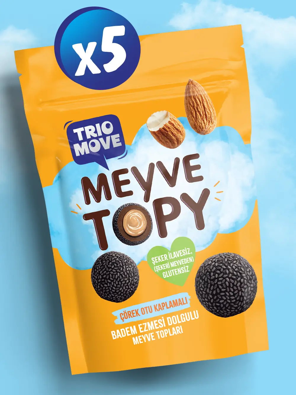 Badem Ezmesi Dolgulu Çörek Otu Tohumu Kaplamalı Meyve Topları Trio