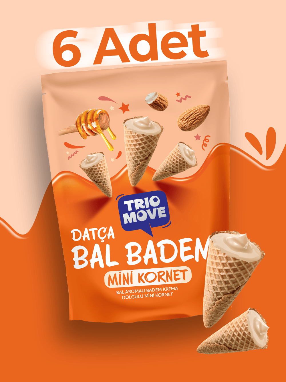 Mini Kornet - Bal Aromalı, Badem Kremalı