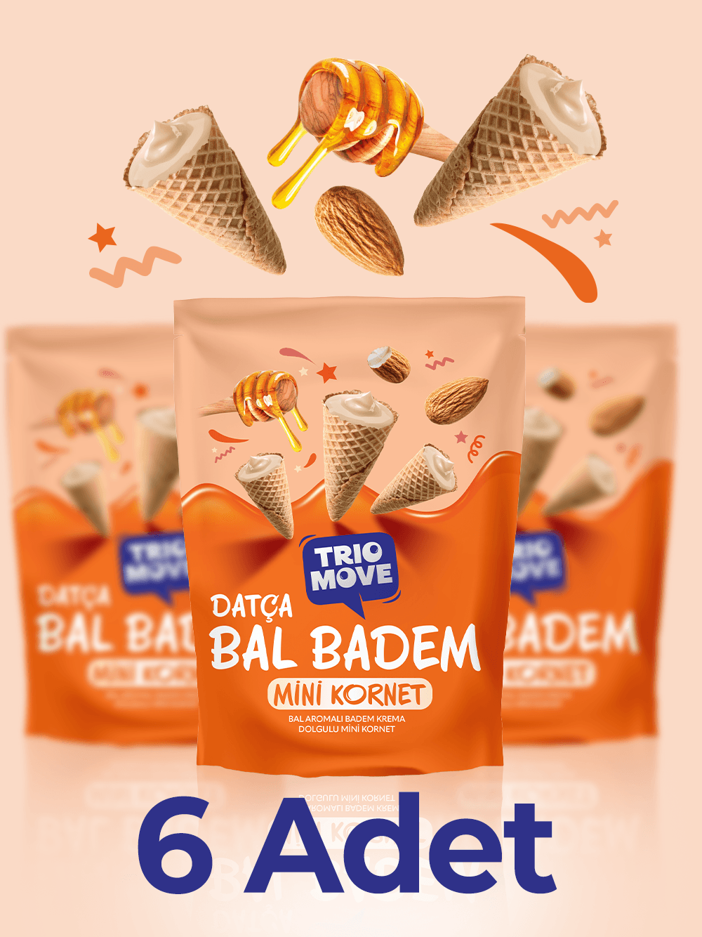 Mini Kornet - Bal Aromalı, Badem Kremalı