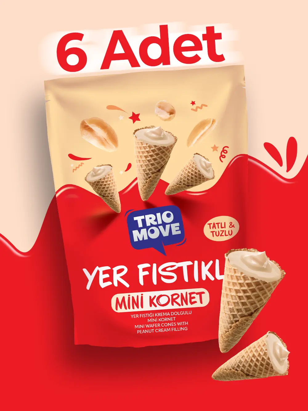 Trio Move Mini Kornet - Yer Fıstığı Kremalı