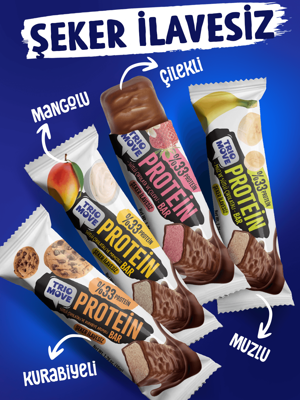 Çikolata Kaplamalı Protein Bar 4'lü Karışık Tanışma Paketi 50 gr X4 Adet