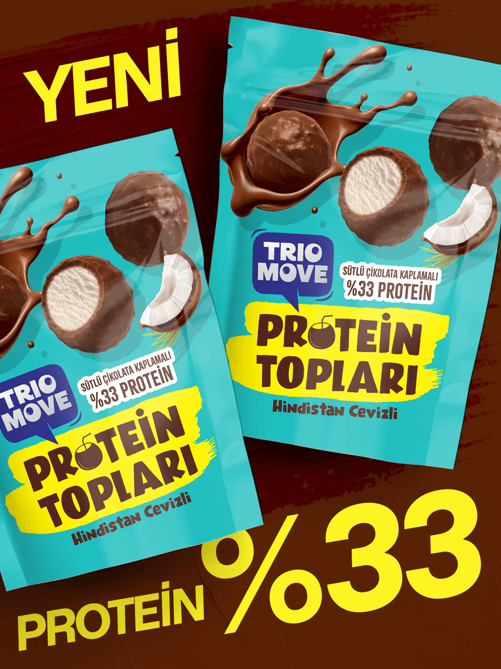 Sütlü Çikolata Kaplamalı Hindistan Cevizli Protein Topları (Şeker İlavesiz) Trio Move