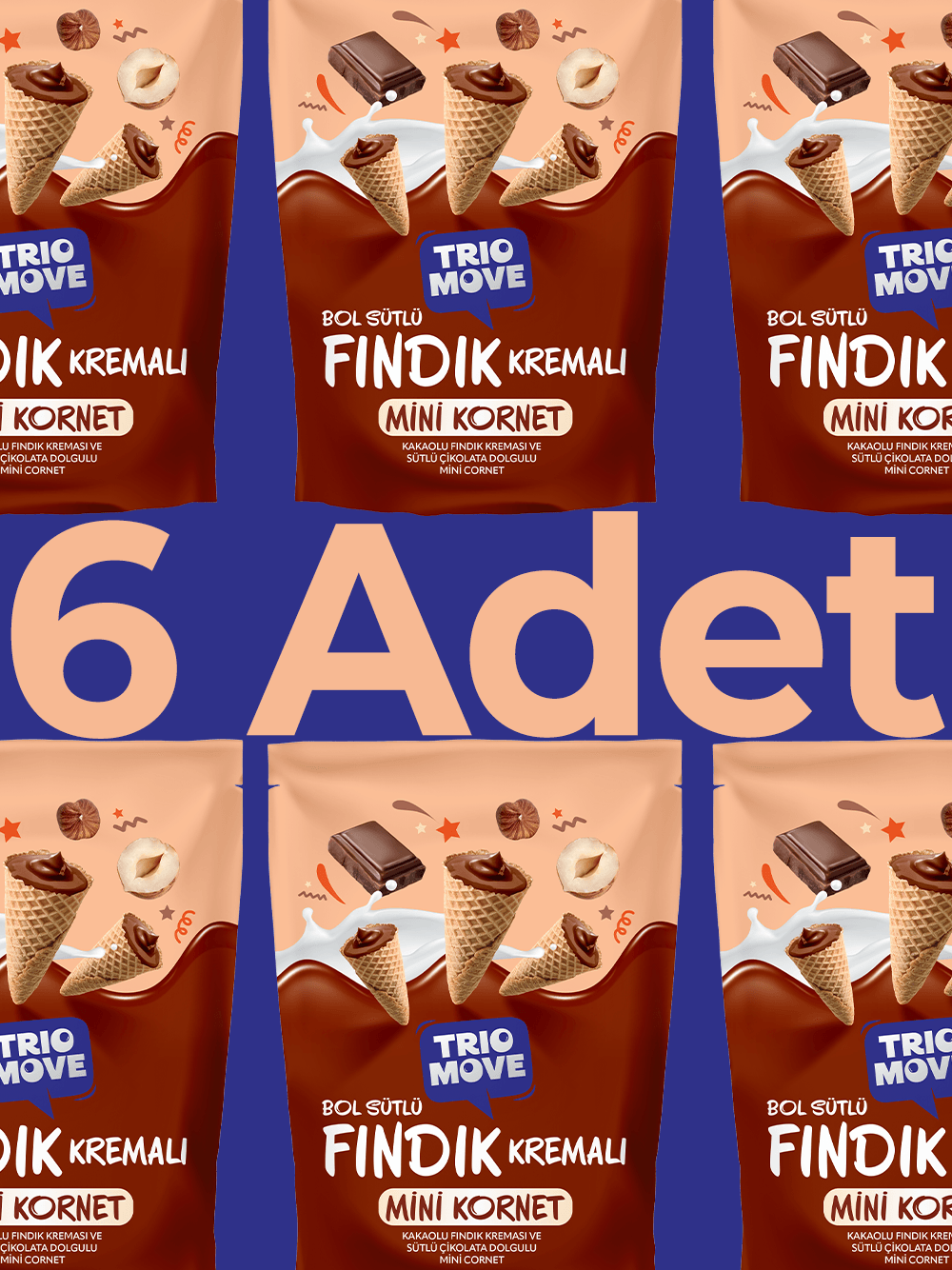 Mini Kornet - Kakaolu Fındık Kremalı, Sütlü Çikolatalı