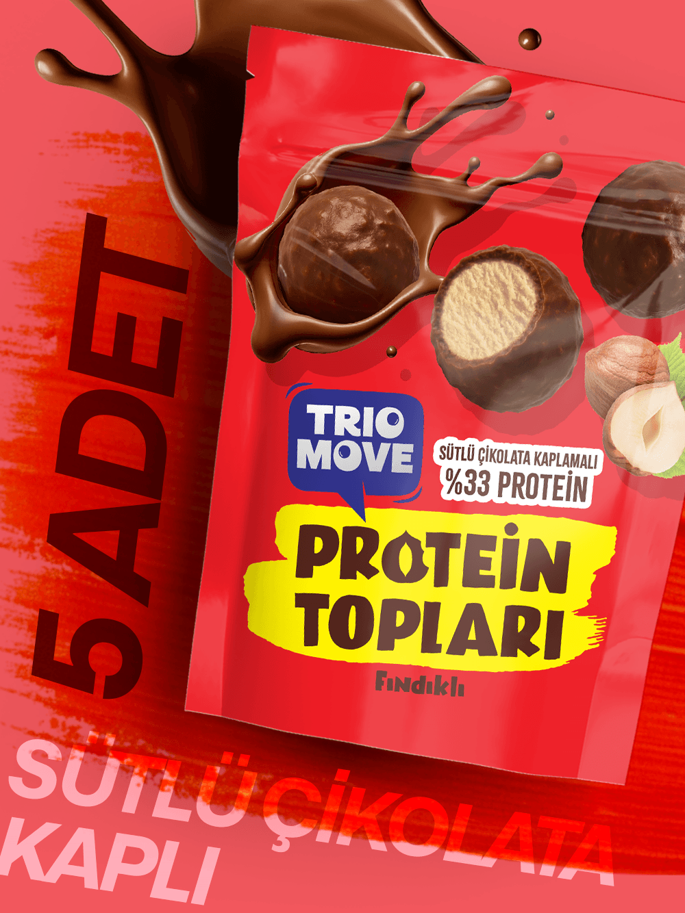 Sütlü Çikolata Kaplamalı Fındıklı Protein Topları (Şeker İlavesiz)