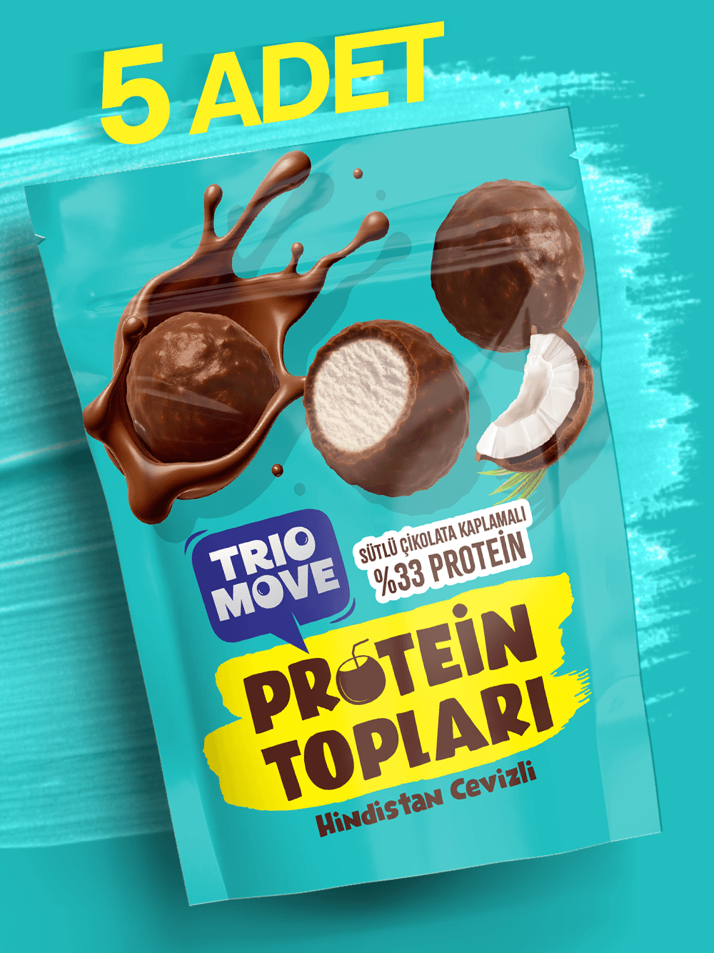 Sütlü Çikolata Kaplamalı Hindistan Cevizli Protein Topları (Şeker İlavesiz) Trio Move