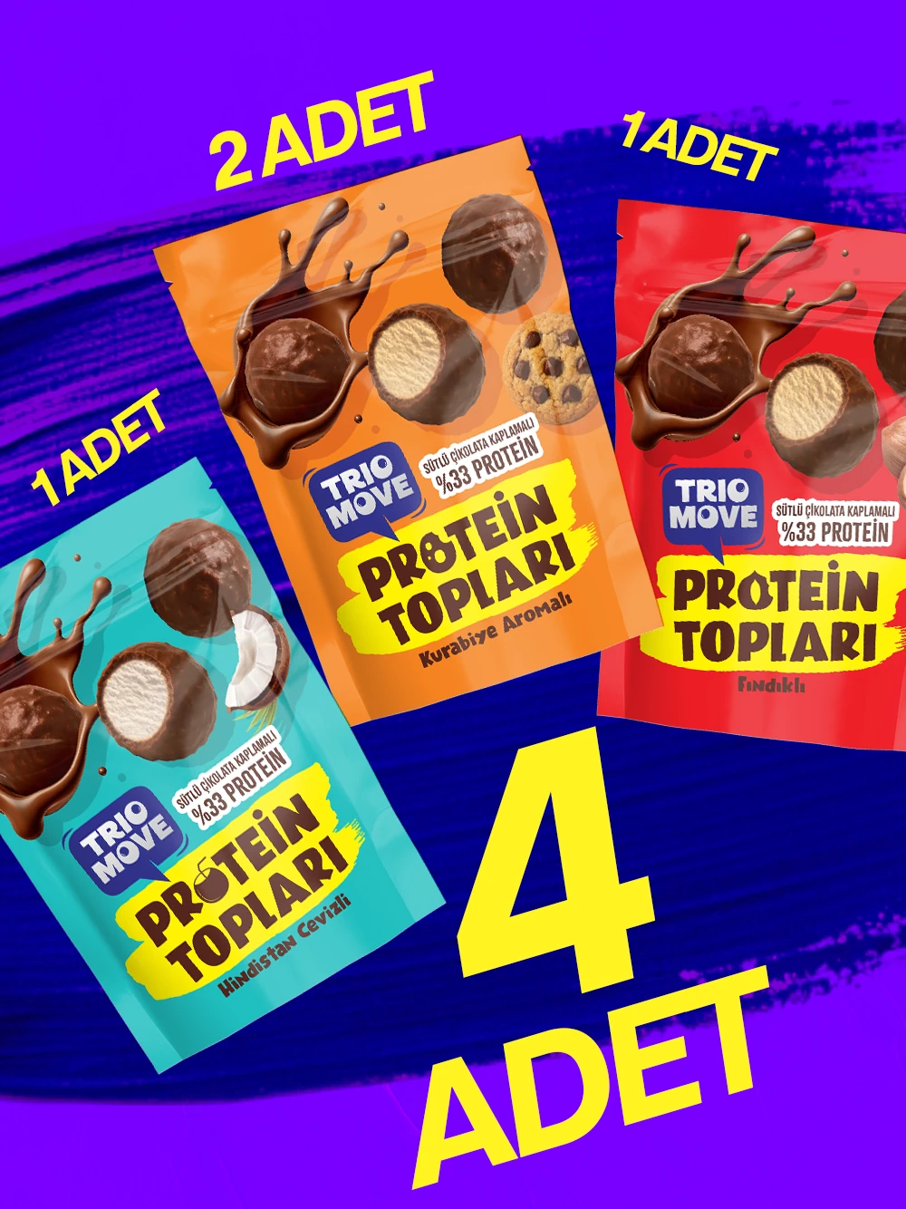 Sütlü Çikolata Kaplamalı Protein Topları Karışık Paket (Şeker Sütlü Çikolata Kaplamalı Protein Topları Karışık Paket (Şeker