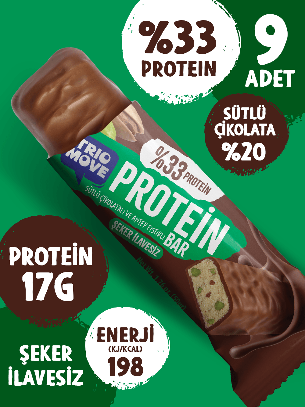 Çikolata Kaplamalı Protein Bar 9'lu Tanışma Paketi 50 Gr. X 9 Adet