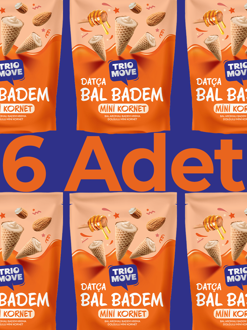 Mini Kornet - Bal Aromalı, Badem Kremalı