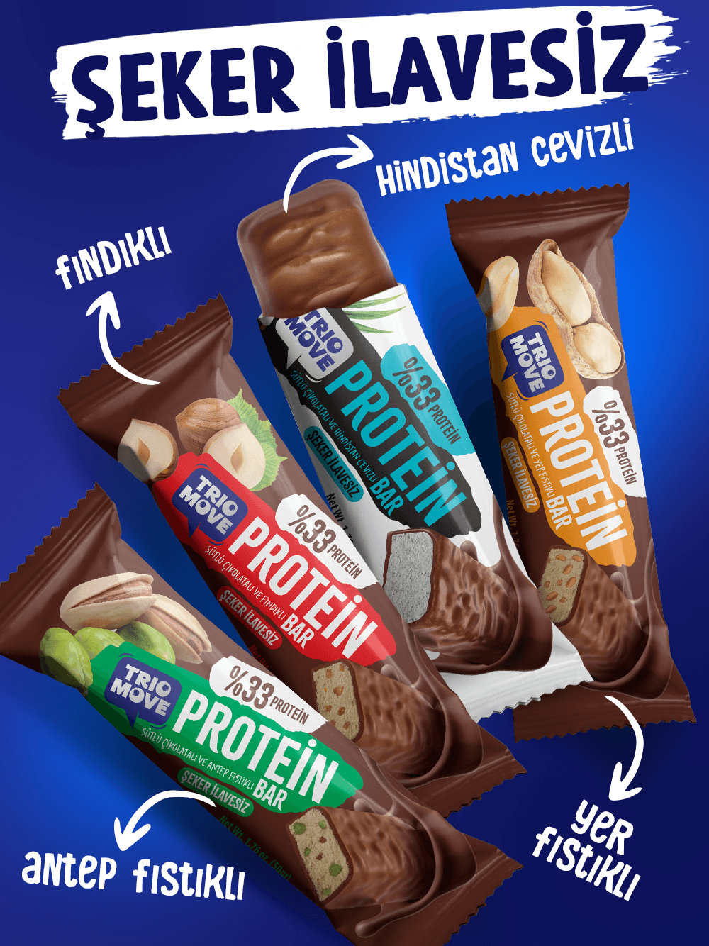 Çikolata Kaplamalı Protein Bar 4'lü Karışık Tanışma Paketi 50 gr X4 Adet (Paket 5)