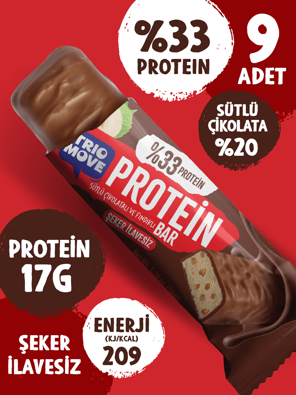 Çikolata Kaplamalı Protein Bar 4'lü Karışık Tanışma Paketi 50 gr X4 Adet (Paket 5)