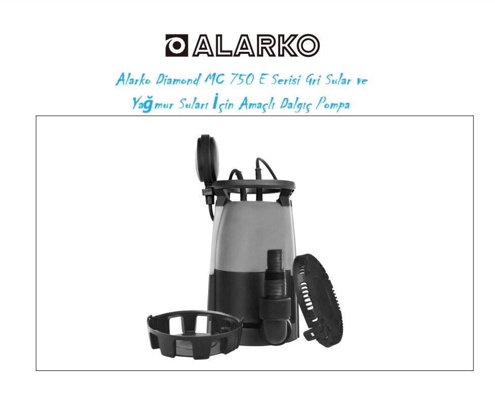 Alarko Diamond Mc750E Atık Su Ve Yağmur Suyu Drenaj Dalgıç Pompası (Plastik Gövdeli) (1 Hp - 220 Volt - Monofaze) / Flatörlü (Şamandıralı)