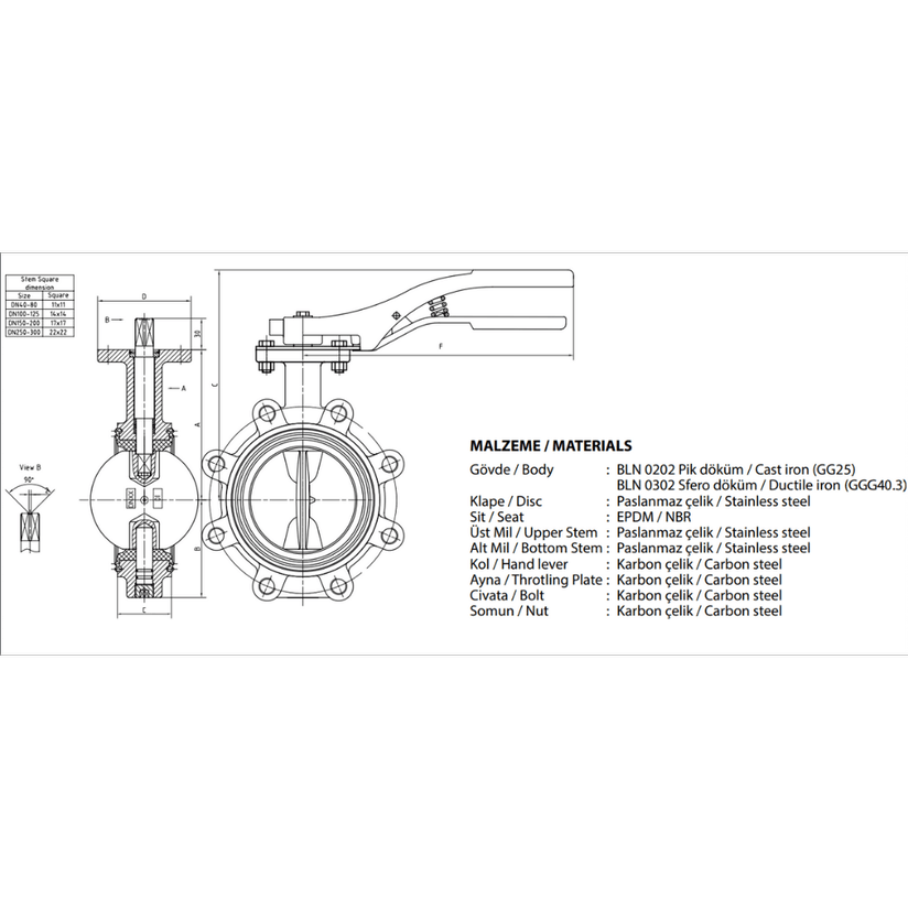 Unival Dn125 Lug Kelebek Vana Paslanmaz