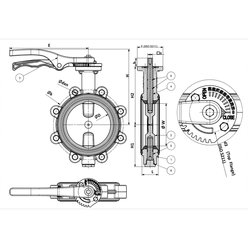 Duyar Dn200 Lug Paslanmaz Kelebek Vana T-1030