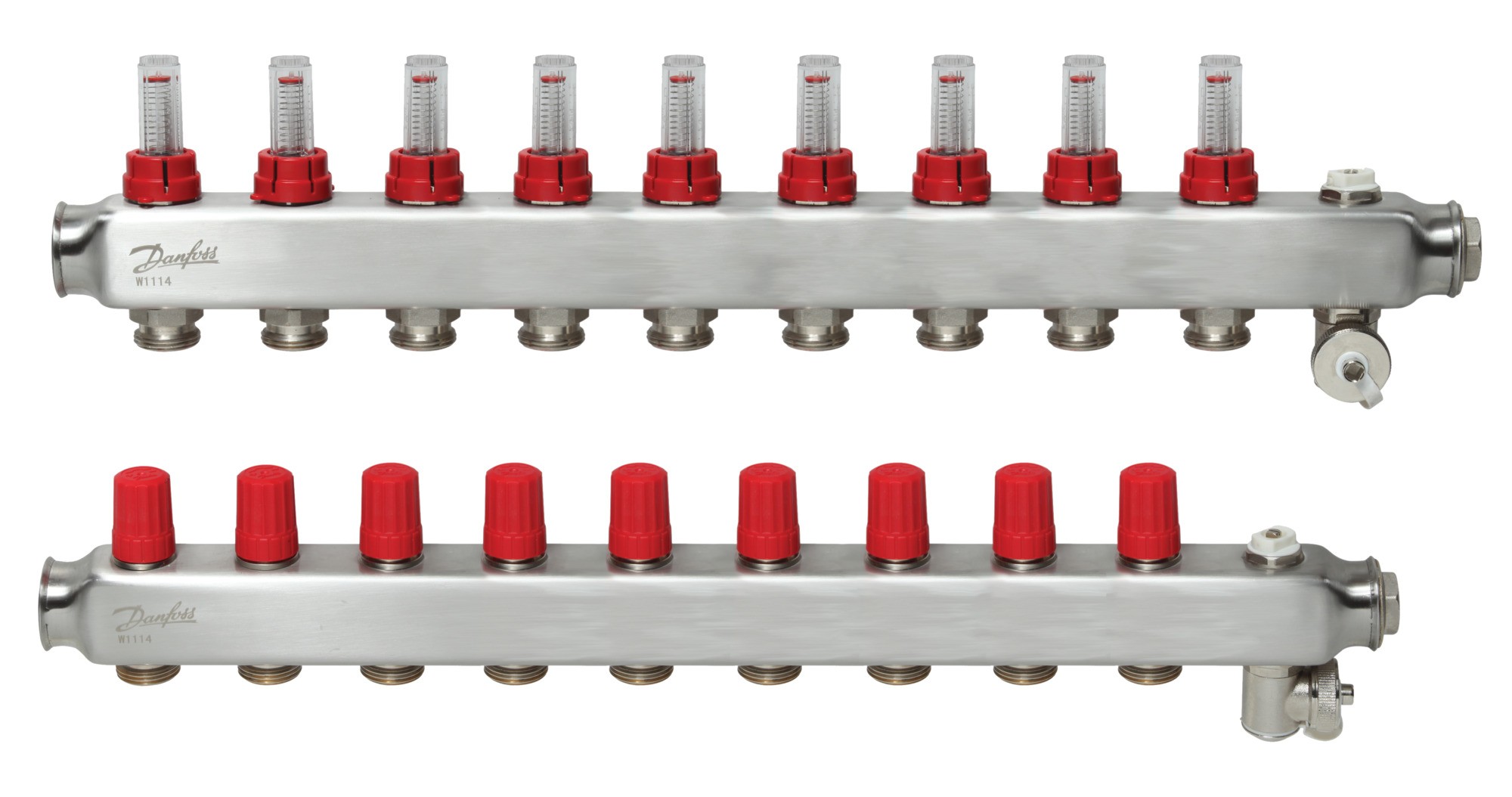 Danfoss SSM 9F 9'lu Yerden Isıtma Kollektörü | Debimetreli, Paslanmaz Çelik