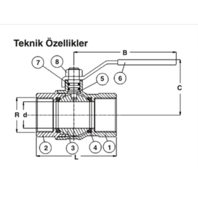 Konsan 1/2'' Endüstriyel Tip Pn25  Küresel Vana