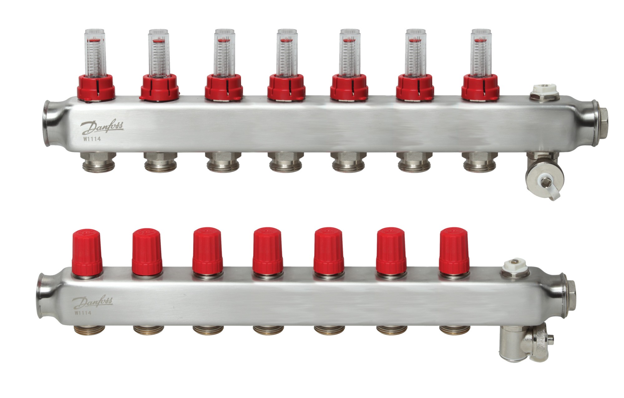 Danfoss SSM 7F 7'li Yerden Isıtma Kollektörü | Debimetreli, Paslanmaz Çelik
