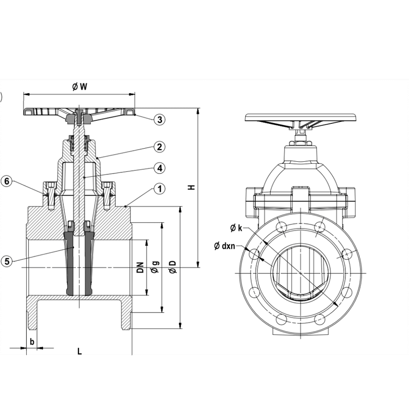 Duyar T-1430 Dn50 Elastomerli Sürgülü Vana (F4) Gg25