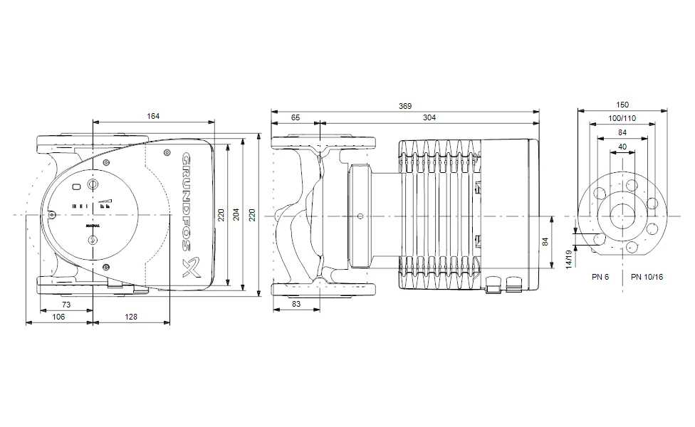 Grundfos MAGNA1 40-80 F Frekans Kontrollü Sirkülasyon Pompası