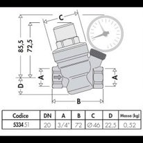 Caleffi Dn20 (3/4") Eğimli Basınç Düşürücü Vana 533451