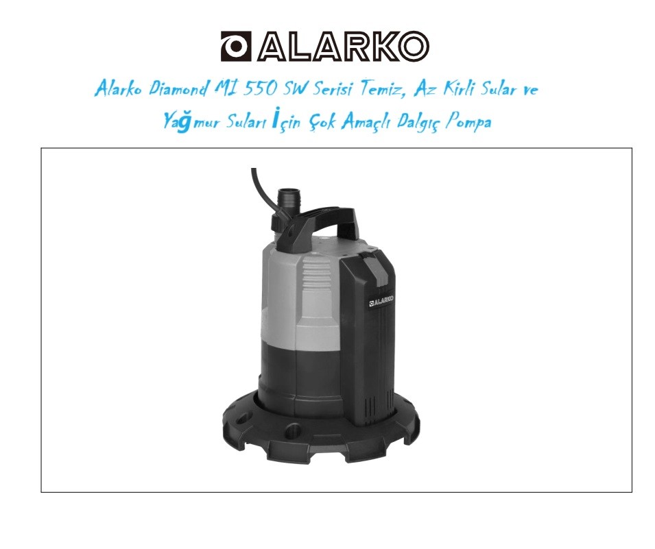 Alarko Diamond Mı 550 Sw Atık Su, Temiz Su Ve Yağmur Suyu Çok Amaçlı Drenaj Dalgıç Pompası (Plastik Gövdeli) (0.75 Hp - 220 Volt)