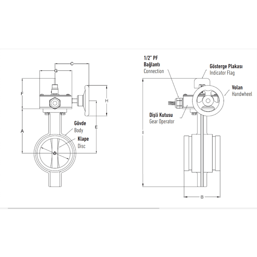 Unival Dn65 Ul&Fm  Yivli İzlenebilir Kelebek Vana