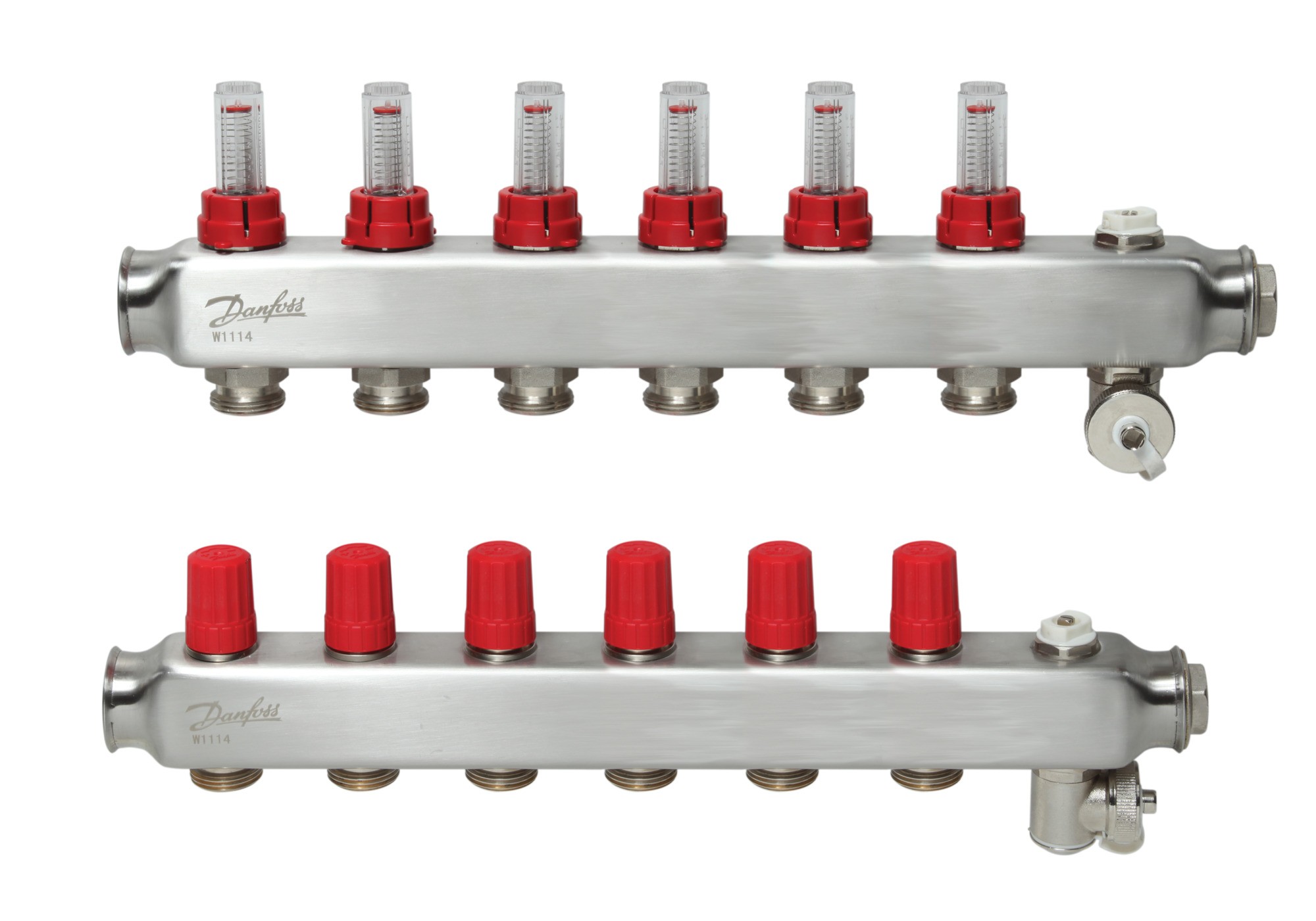 Danfoss SSM 6F 6'lı Yerden Isıtma Kollektörü | Debimetreli, Paslanmaz Çelik