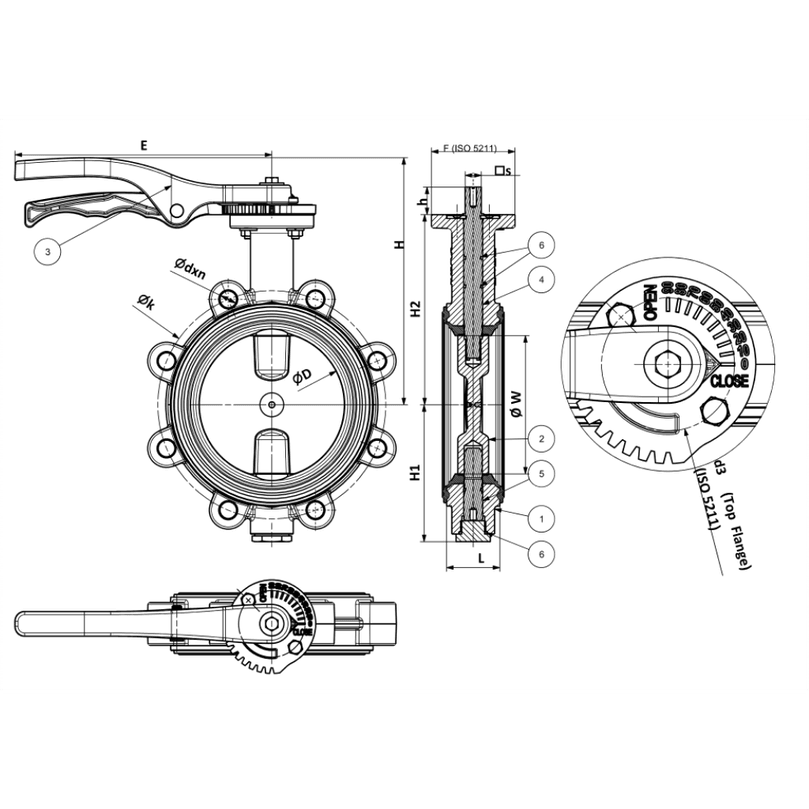 Duyar Dn125 Lug Nikel Kelebek Vana T-1010