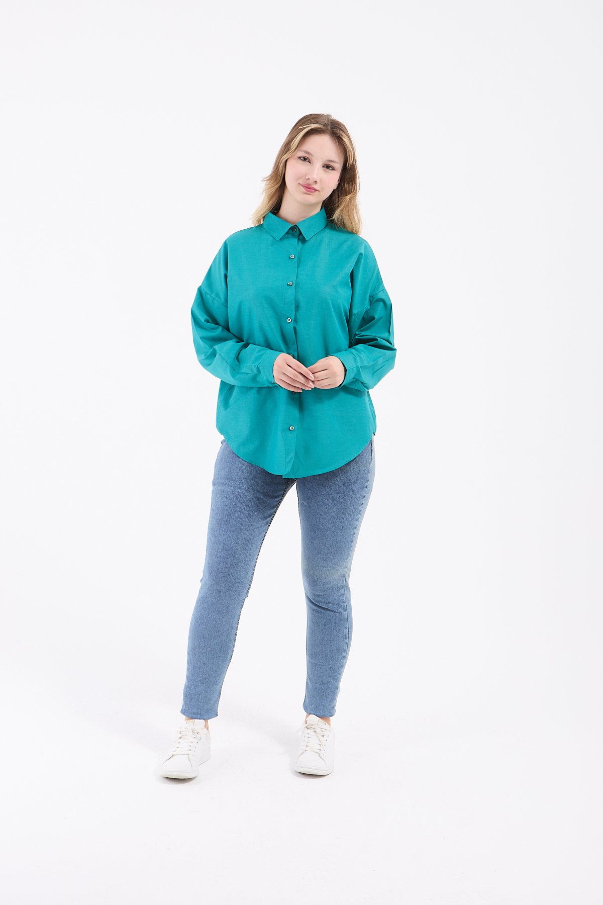 Luvty Vera Oversize Gömlek - Petrol Yeşili