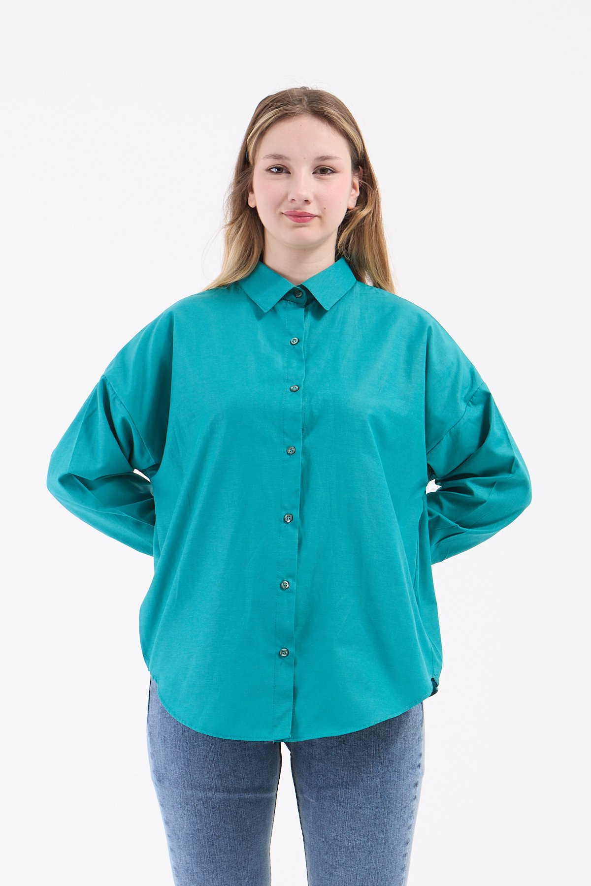 Luvty Vera Oversize Gömlek - Petrol Yeşili