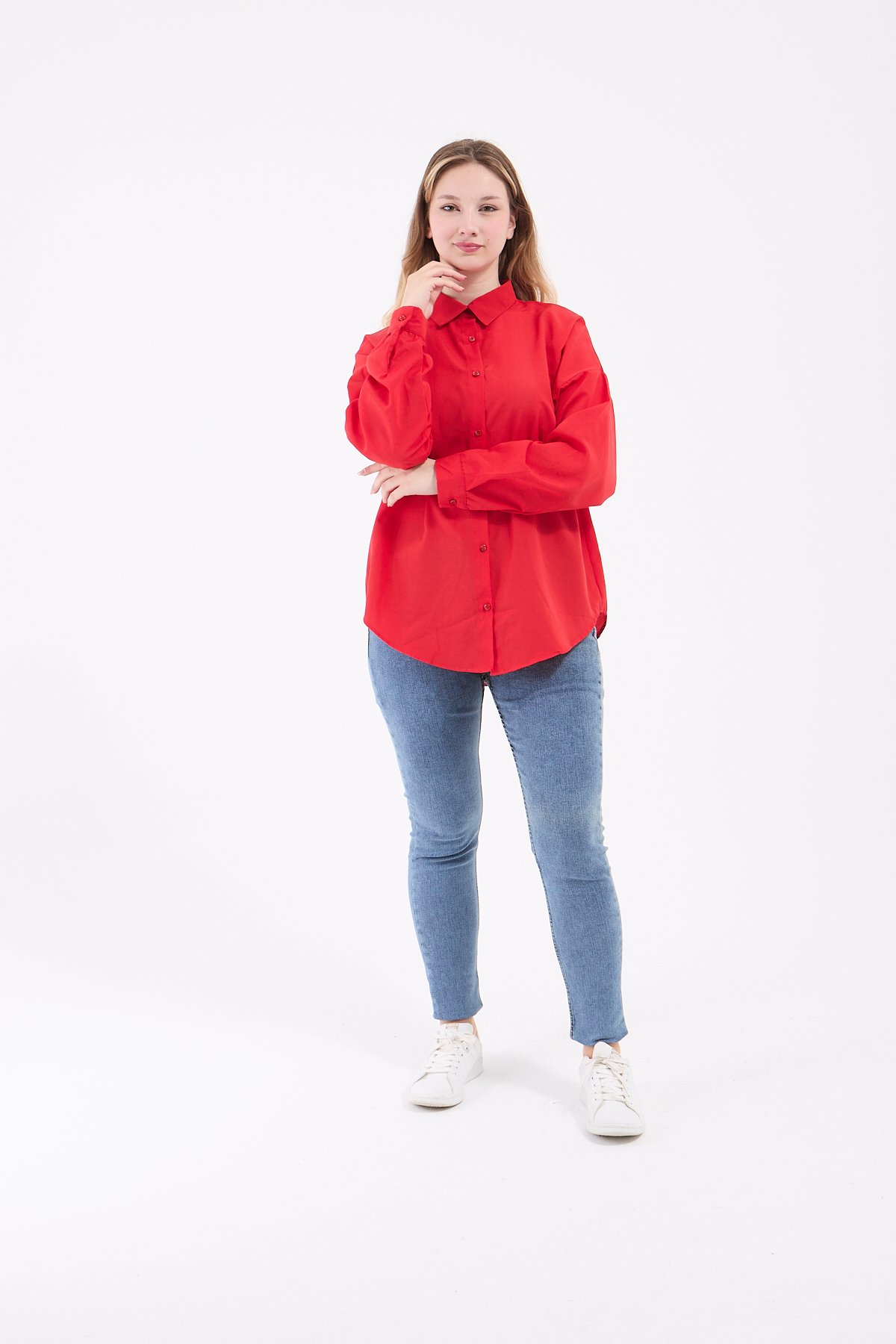 Luvty Vera Oversize Gömlek - Kırmızı