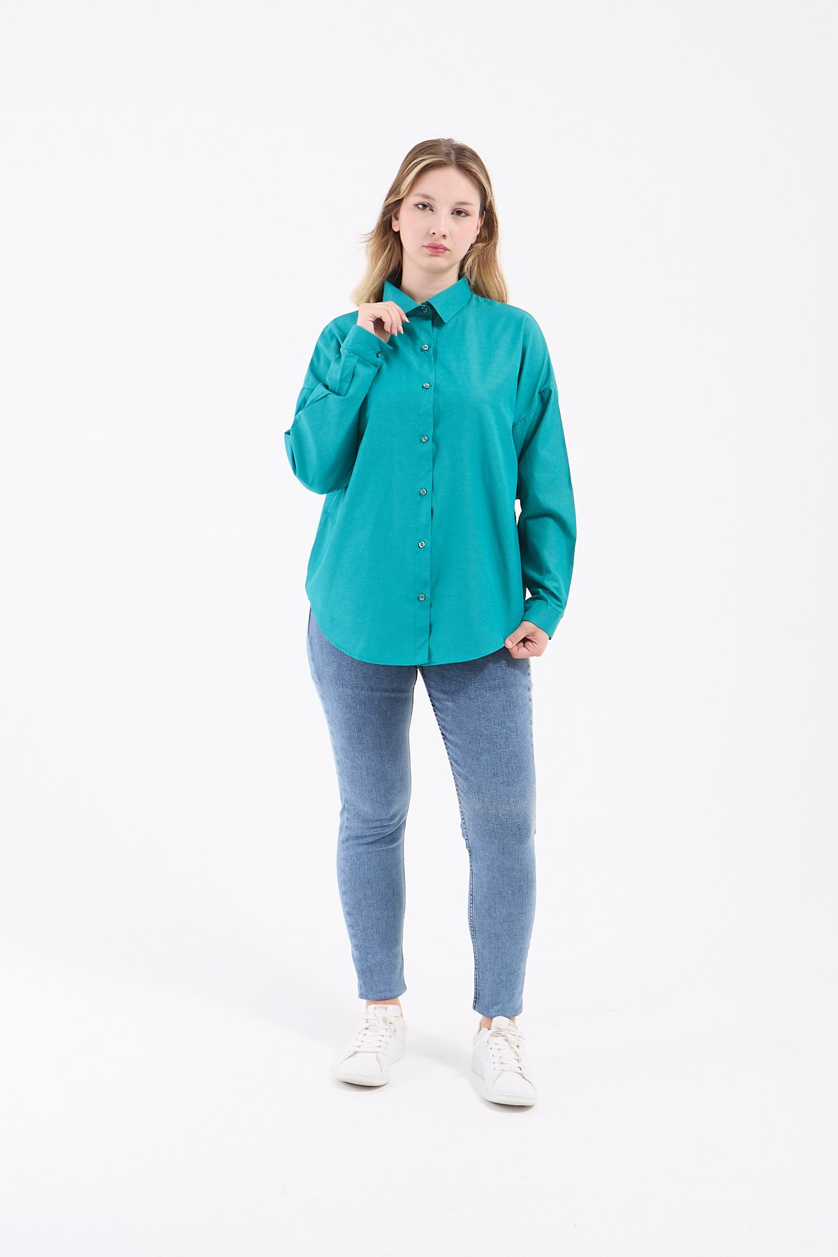 Luvty Vera Oversize Gömlek - Petrol Yeşili
