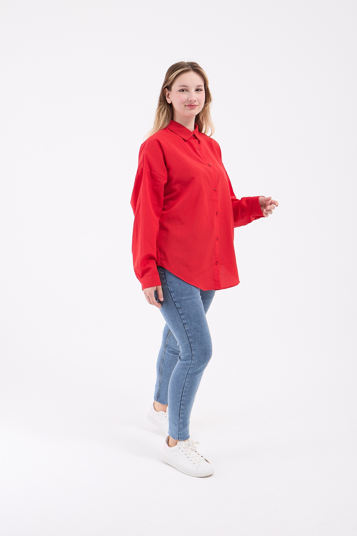 Luvty Vera Oversize Gömlek - Kırmızı