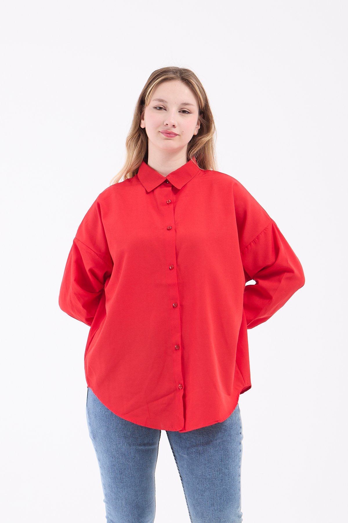 Luvty Vera Oversize Gömlek - Kırmızı