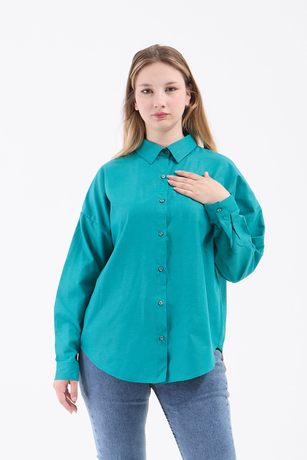 Luvty Vera Oversize Gömlek - Petrol Yeşili