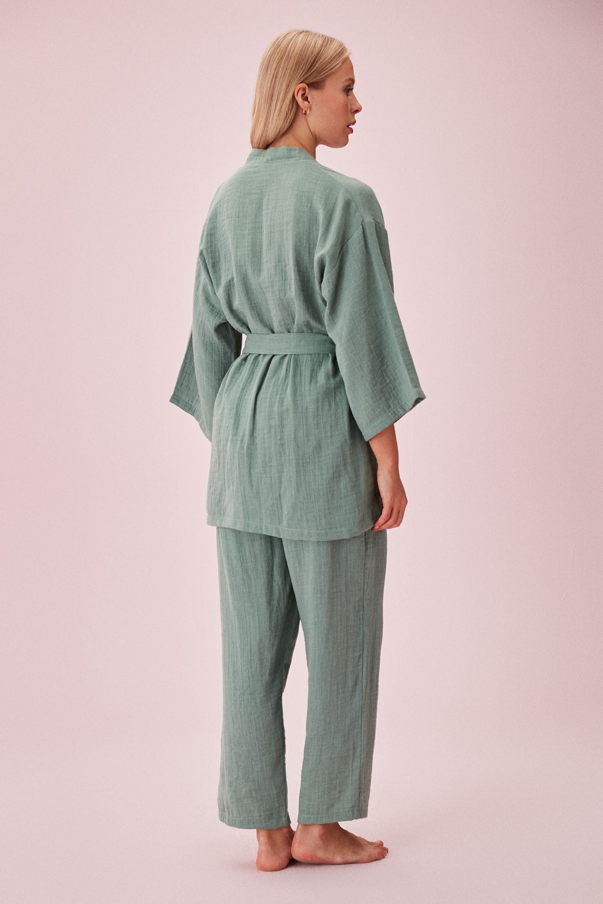 SUWEN Jasmine Kimono Üst OLIVE YEŞİL